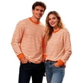 thumbnail image 5 of USNSM (S-5XL)Mens Plus Size Striped Long Sleeve Shirts Color Block Casual Long Sleeve Crewneck Sweatshirts Spring Summer Basic Pullover Orange XXXL, 5 of 6