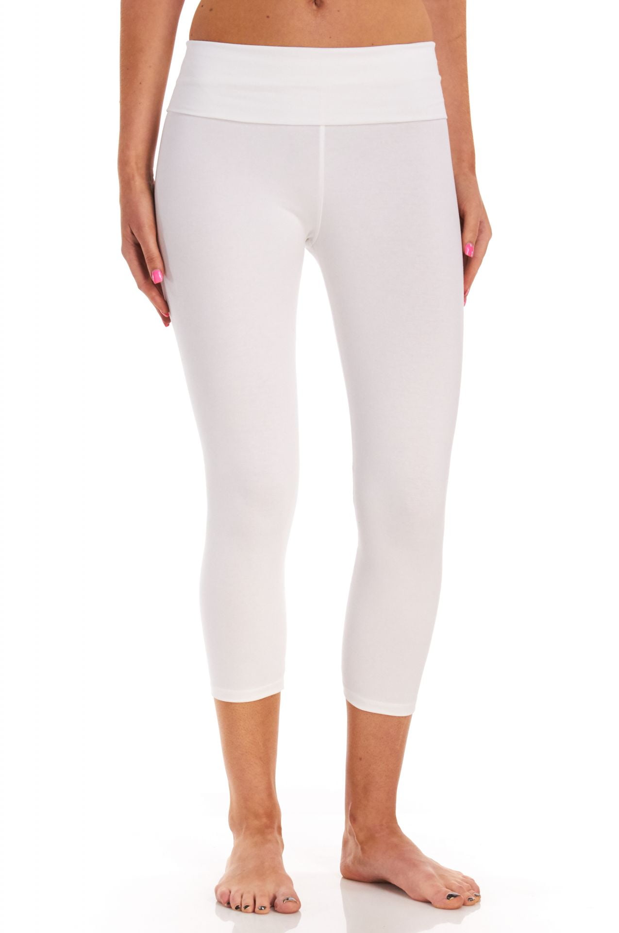 T Party Women's Yoga Foldover Capri Pants, White, Small - Walmart.com