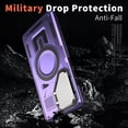 thumbnail image 6 of ELEHOLD Magnetic Case for Samsung Galaxy S23 FE, Military Grade Shockproof Rugged Case Built-in Metal Camera Cover with Stand,Purple, 6 of 7