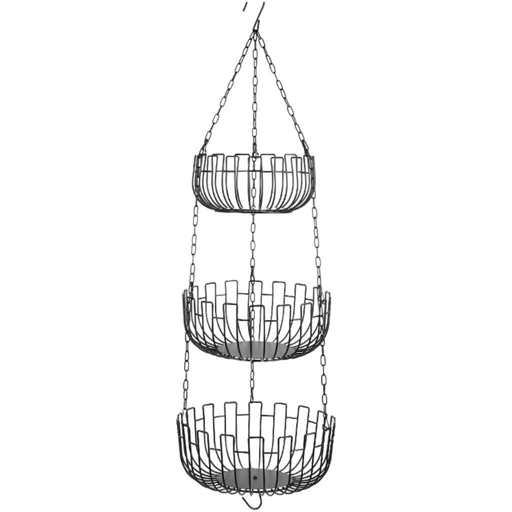 3 Tier Hanging Fruit Basket Holder Storage Rack, Total Height 93