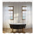 thumbnail image 3 of Ambesonne Retro Shower Curtain, Bathtub in Modern Room, 69"Wx84"L, White Black Pale Brown, 3 of 5
