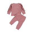thumbnail image 3 of Franhais Newborn Baby Girls Fashion 2-piece Outfit Set Long Sleeve Ruffle Top+Pants Set, 3 of 7