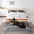 thumbnail image 2 of American Flag Bedding Sets Twin, Camo Aircraft Comforter Set Vintage Retro Stars And Stripes Down Comforter Airplane Army Force Theme Duvet Set With 1 Pillowcase, White Grey, 2 of 6