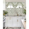 thumbnail image 4 of Baroque Sage Green Swag Kitchen Curtains Sets for Windows 24 Inch Length, Vintage Damask Classic Floral Short Window Curtain Panels Swags Valances and Tiers 3 Piece Set for Cafe/Dining Room, 4 of 5