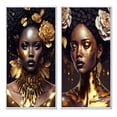 thumbnail image 2 of Designart "Floral Elegance in Gold and Black VI" Woman African American Framed Wall Art Set Of 2 - Gold Fashion Gallery Wall Frame Set For Home Decor, 2 of 7