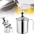thumbnail image 2 of Milk Frother, Stainless Steel Manual Milk Foamer, Handheld Coffee Milk Frothing Pitchers, Manual Operated Milk Foam Maker For Cappuccino Coffee Latte Hot Chocolate, 1 Pcs, 800 ml, 7.6x4.3", 2 of 5