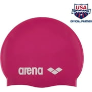 Arena Classic Silicone Swim Cap in Fuchsia-White One Size Fits All