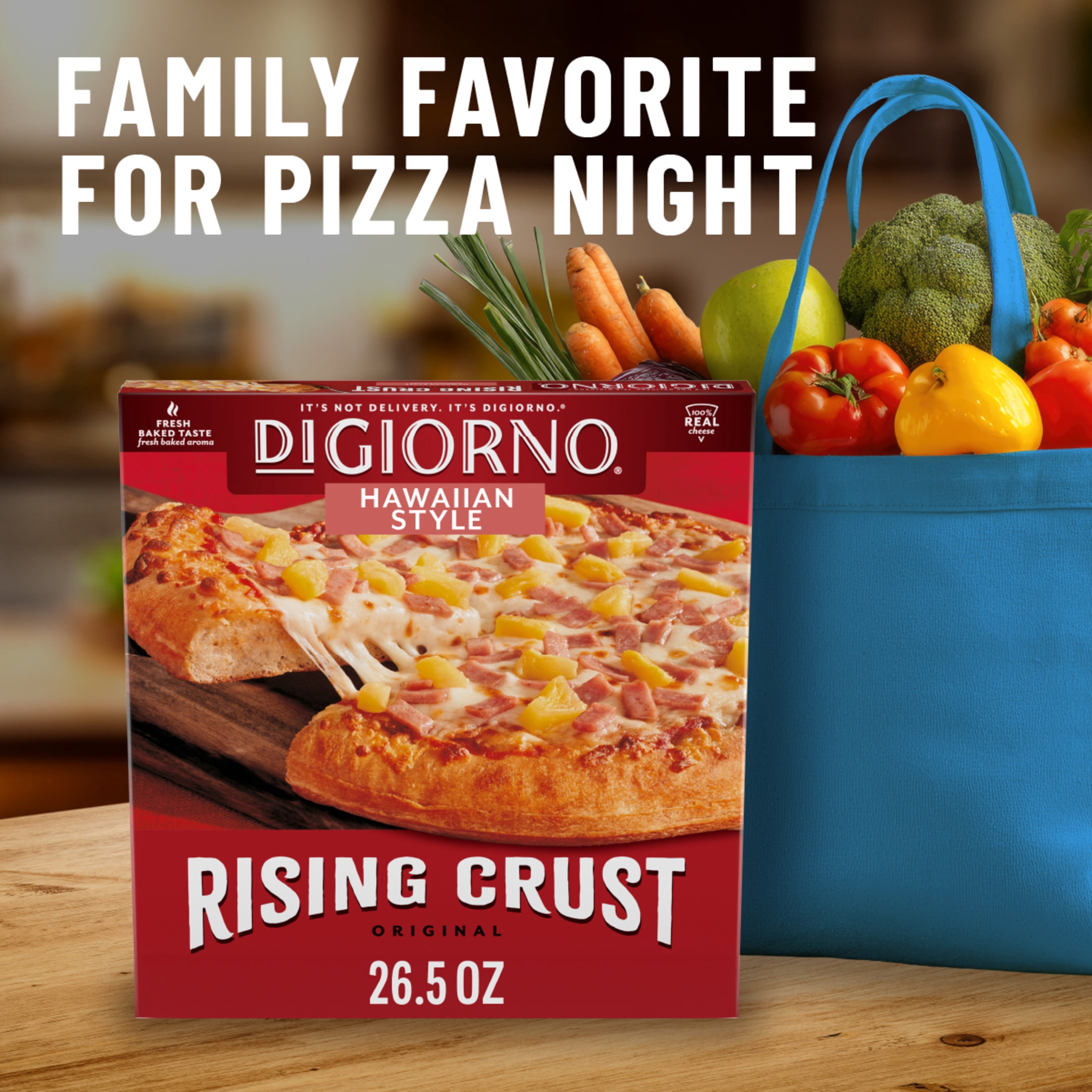 DiGiorno Frozen Pizza, Hawaiian Style Rising Crust, Canadian Bacon and Pineapple, 26.5 oz (Frozen)