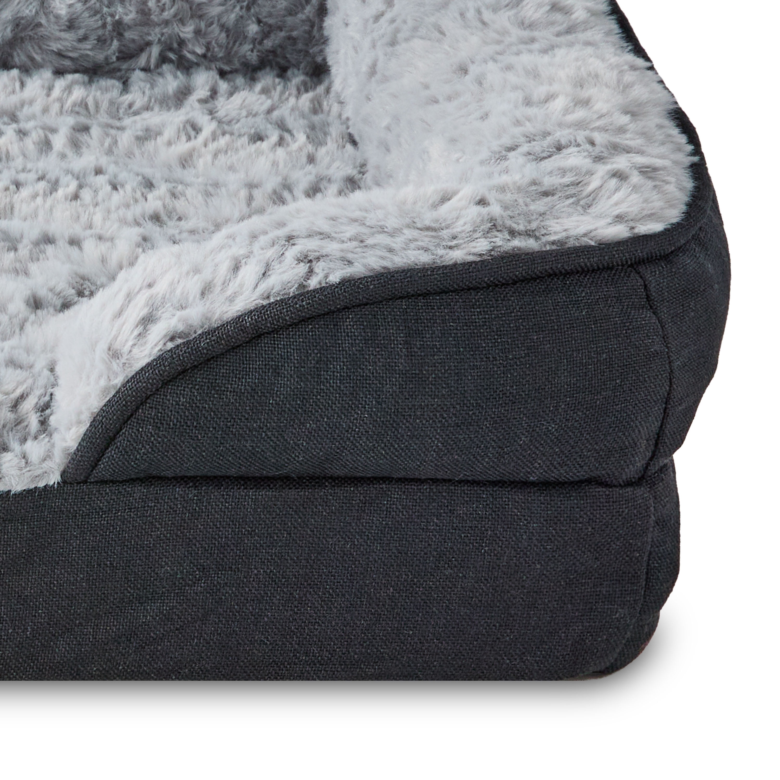 Vibrant Life Extra Small Orthopedic Bolster Dog Bed, Black, 15" x 20"