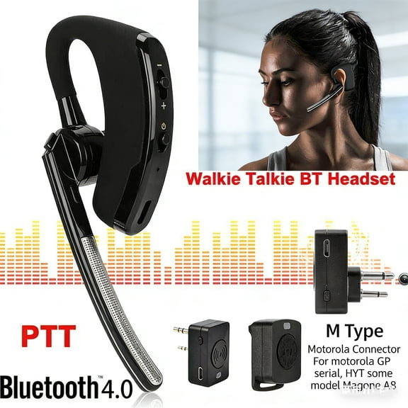 E EYAFA Walkie Talkie Bluetooth Earpiece Headset M Plug PTT For Motorola GP-88/300