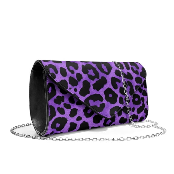TSOVTHRID Purple Leopard Print Womens Clutch Purses Ladies Evening Handbags Leather Envelope Bag for Women Wedding Party Cocktail Prom with Detachable Chain