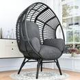 thumbnail image 3 of CHINNLUU Oversized Egg Chair with Thick Cushion Ergonomic Wicker Lounge Chair for Living Room, Balcony - 500lbs Capacity Indoor/Outdoor Rattan Patio Chair(Black), 3 of 13
