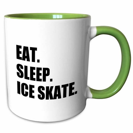 3dRose Eat Sleep Ice skate - skater gifts for skating enthusiast - black text - Two Tone Green Mug,