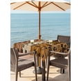thumbnail image 3 of Outdoor Tablecloths with Umbrella Hole & Zipper, Yellow Brown 60x60 Inch Square Tablecloths, Farmhouse Dog Paw Vintage Waterproof Table Cloth, Patio/Pool/Picnic Table Covers, 3 of 8
