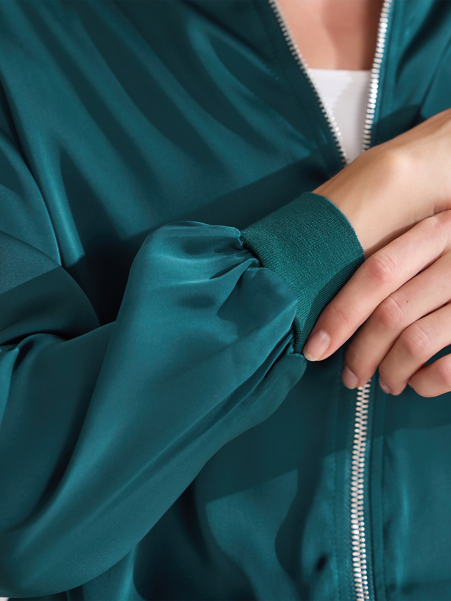DARING DIVA Zip Up Coat Long Sleeve Outerwear  Lightweight Top XS Blue Green