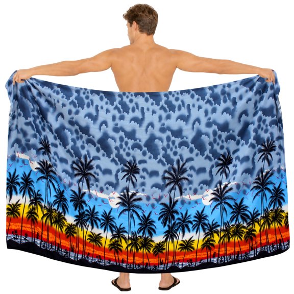 HAPPY BAY Men's Bath Trunk Swimsuits Sarong Pareo Beach Wrap One Size Grey-K774 Summer Vacation Party