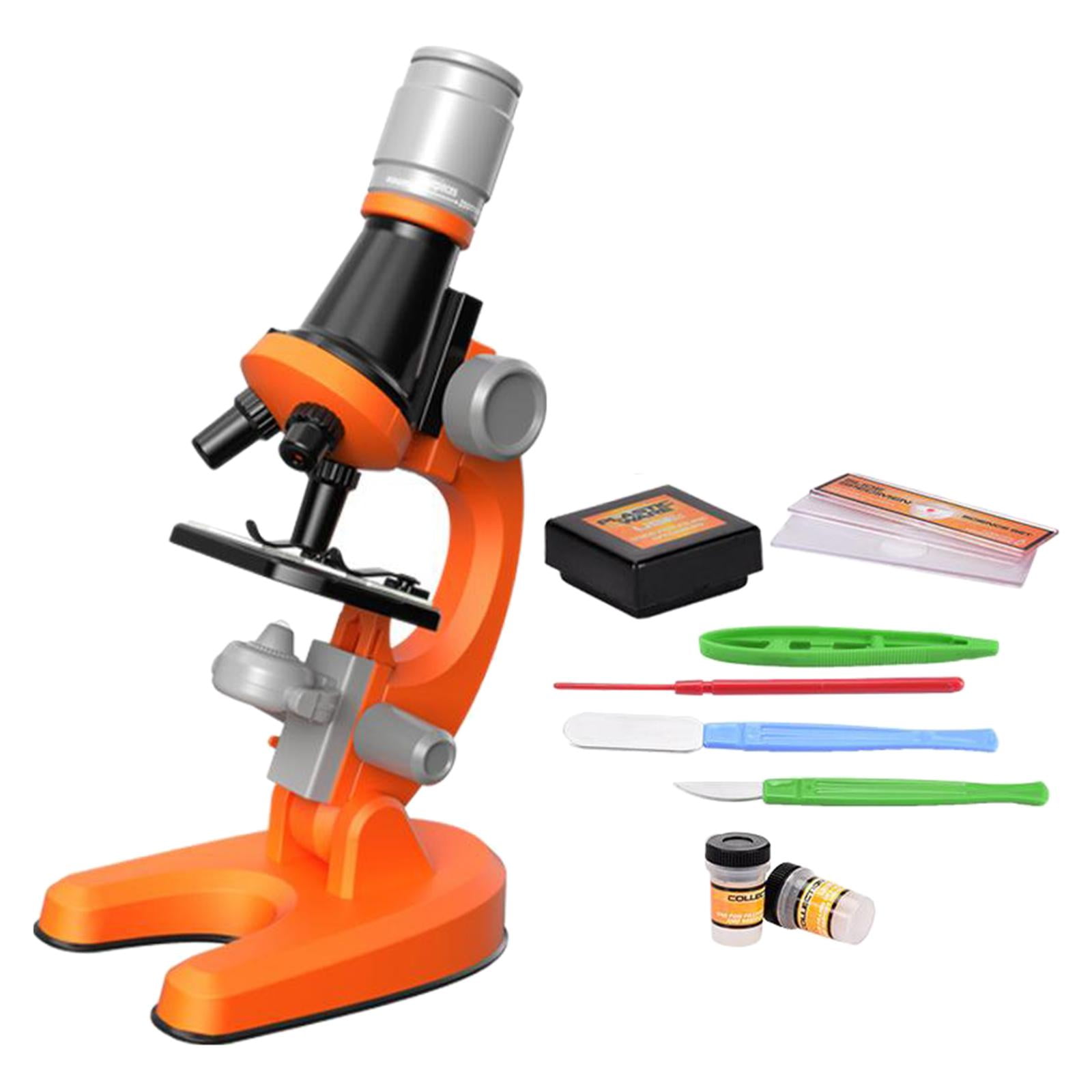 Details about   40X-1200X 11-pcs Kids Beginner Microscope Kit with Transparent Slides LED Light 