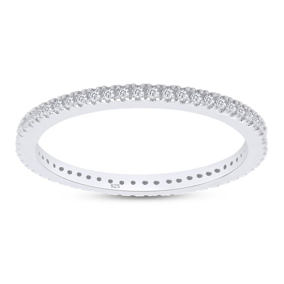 1/5 CT Round Cut Natural White Diamond Eternity Stackable Wedding Anniversary Band Ring In 14K White Gold Plated 925 Sterling Silver (0.20 Cttw) -4
