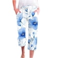 thumbnail image 3 of QATAINLAV Capri Pants for Women Summer Lightweight Linen Beach Pants Casual Drawstring Elastic Waist Cropped Pants Fashion Boho Floral Print Capris with Pockets Multicolor S Clearance Sale, 3 of 6