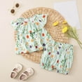 thumbnail image 2 of CAUYDY Toddler Girls Clothes Baby Girl Summer Outfits Ruffle Sleeveless Linen Shirt Kid Short Set for Girls 6-9M 12-18M 2T 3T 4T 5T 6T 7T (Sizes 4-5 Years,D01-Green), 2 of 6
