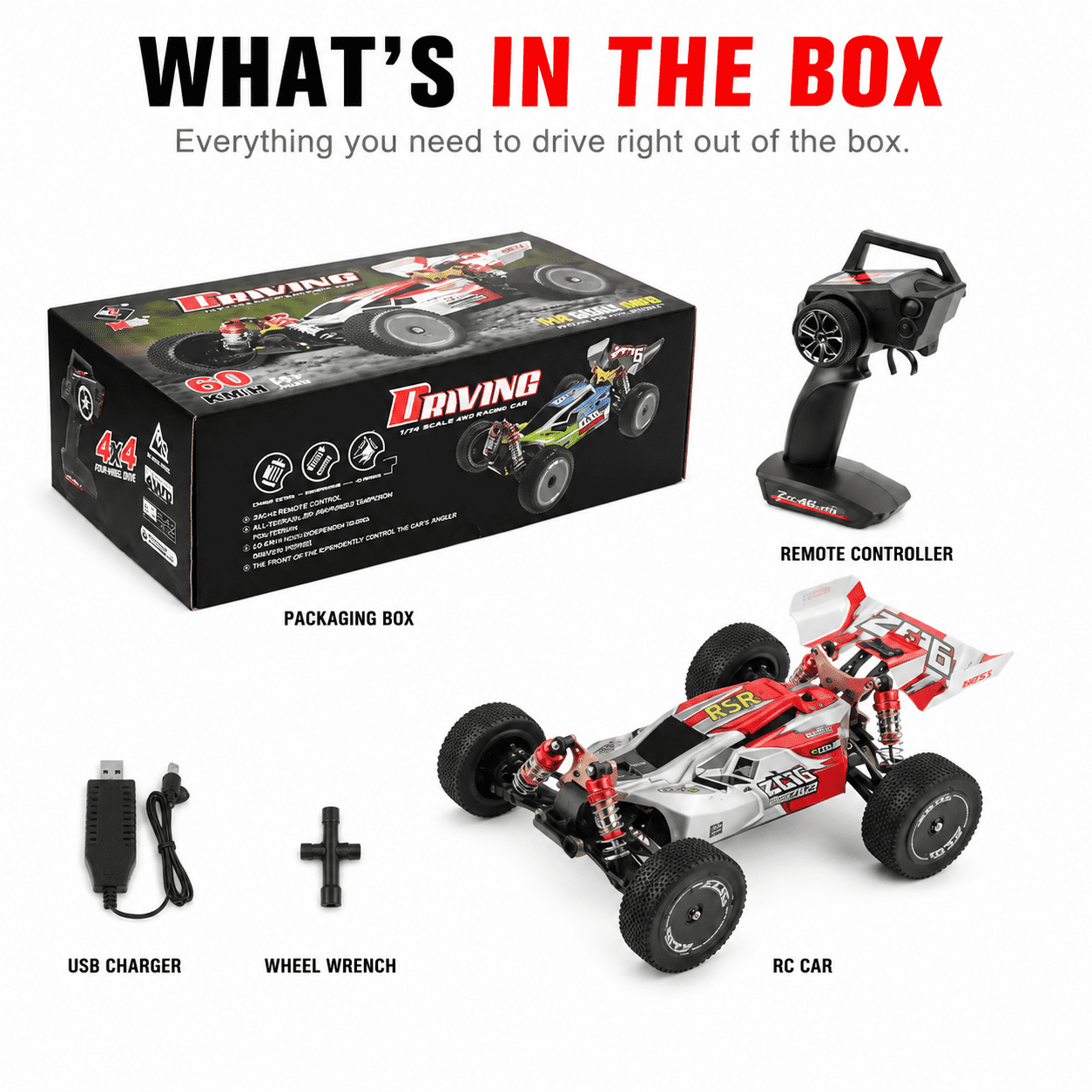 fistone 1/14 Brushless RC Car, 50 MPH High Speed 4WD Offroad
