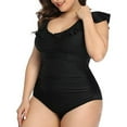 thumbnail image 4 of Sngxgn Bathing Suit for Women Print Swimsuits Criss-Cross Back V Neck Bathing Suits Padded Training Swimwear(Black,XL), 4 of 7
