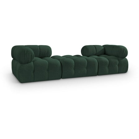 Meridian Furniture Ames 102" Green Boucle Fabric Upholstered 3pc. Modular Sofa