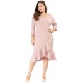 thumbnail image 2 of Vestido Midi Con Volantes Cuello  V De Cóctel TalGrande PaMujer RoXXL, 2 of 6