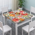 thumbnail image 3 of Square Tablecloth with Elastic Edges 34 * 34 Inch Pioneer Waterproof Black Stripe Background Red Roses Table Cover Washable Indoor and Outdoor for Party Kitchen Dinner Banquet Patio Picnic, 3 of 6