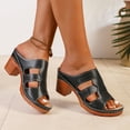 thumbnail image 6 of Hoshose Chunky Sandals Women Fish Mouth Summer Wide Width Sandals Black, 6 of 9