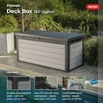 Keter Premier Outdoor 150 Gallon Wood and Resin Deck Box, Black and