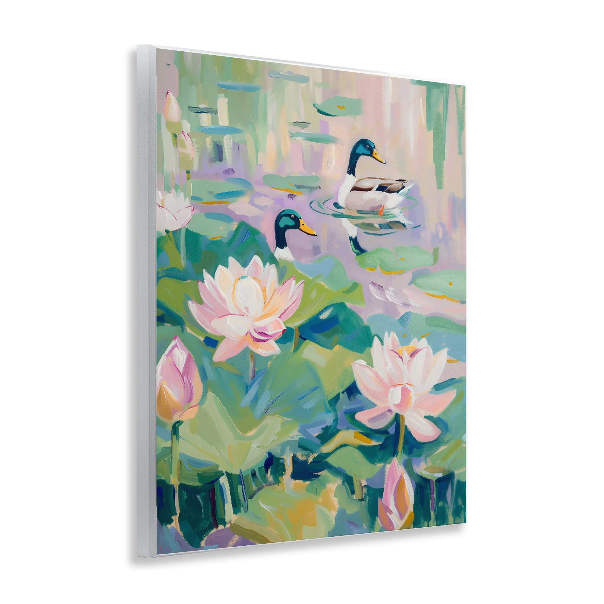 Stupell Industries Duck Pond with Lotus Flowers Wall Plaque Art, design by The Prints Vibe