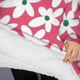 thumbnail image 3 of Oversized Wearable Blanket Hoodie,Red Daisy Flower Green Centers Pattern Sherpa Blanket Hoodie with Super Pockets,Super Warm Fuzzy Pullover for Women & Men, 3 of 6