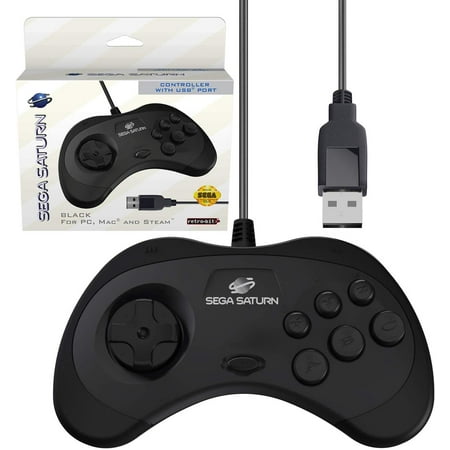 Retro-Bit Official Sega Saturn USB Controller Pad for PC, Mac, Steam, RetroPie, Raspberry Pi - USB Port - (Best Controller For Raspberry Pi 3)
