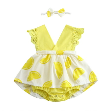 

Binmer Toddler Girl Baby Solid Color Jumpsuit Ruffled Bodysuit + Infant Headband