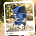 thumbnail image 3 of PawHut Deluxe 3 Wheels Pet Stroller with Brake, Canopy, Cupholders (Blue), 3 of 10
