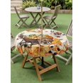thumbnail image 3 of Outdoor Tablecloth with Umbrella Hole and Zipper, Fall Maple Leaves Round Table Cloth 60 Inch Waterproof Tablecloth, Thanksgiving Pumpkins Gnomes Rustic Picnic Table Cover for Patio Camping, 3 of 7