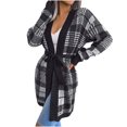 thumbnail image 2 of Pntutb Moda Mujer Otoño Invierno Color Sólido Enrejado Manga Larga Cardigan Suéter Chaqueta Tops Rollbacks Pntutb Pntutb-3742, 2 of 8