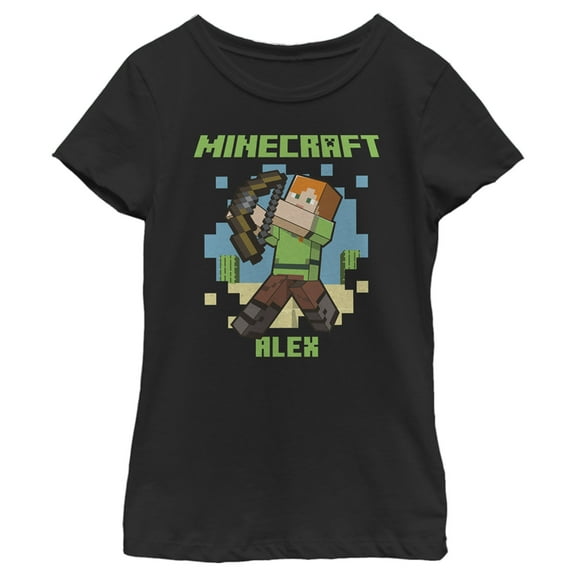 Girl's Minecraft Alex  Graphic Tee Black X Large