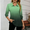thumbnail image 4 of Heisall Women's Olive Green V Neck 3/4 Sleeve Tops Ribbed Knit Slim Fit Casual Blouse Fall Summer Fashion, 4 of 5