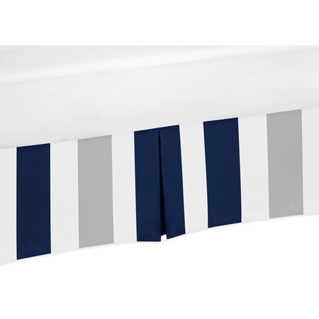 UPC: 0846480044024 | Navy Blue and Gray Crib Bed Skirt for Stripe Baby Bedding Sets by Sweet Jojo Designs