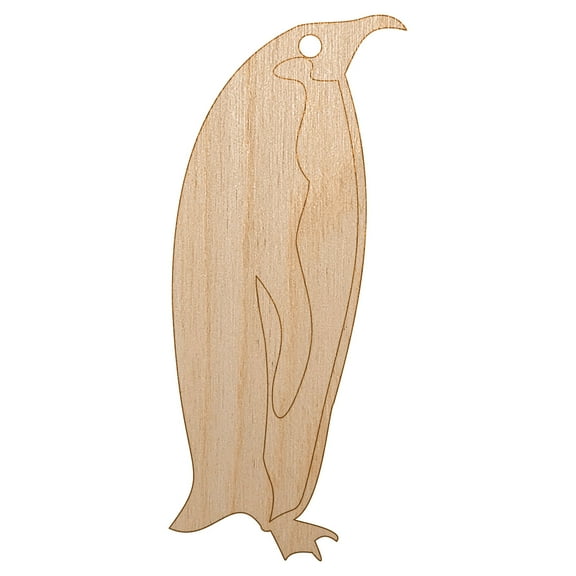 Emperor Penguin Profile Wood Holiday Christmas Tree Ornament Unfinished DIY Pre-Drilled Craft