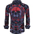 thumbnail image 1 of Camisa de hombre , traje de solapa, manga larga, botones, para fiesta, informal, para exteriores, calle, de lujo, patrón HD, camisa suave y cómoda, talla grande, 1 of 6