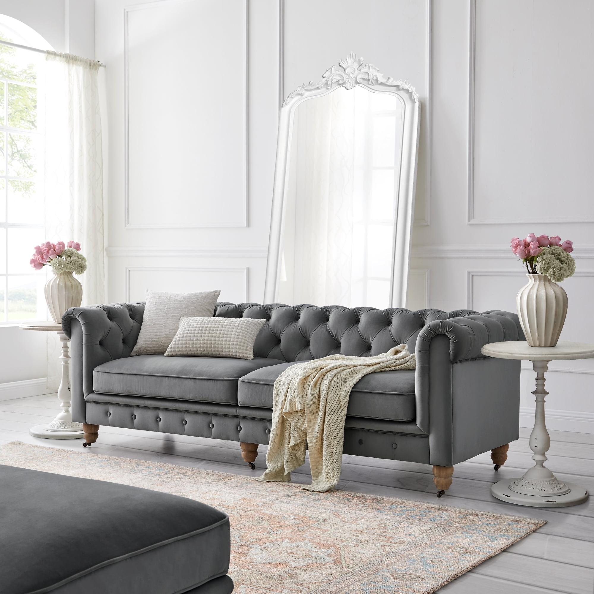 Grey Chesterfield Sofa And Chair Baci Living Room