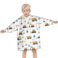 thumbnail image 3 of Cartoon Construction Vehicles Clouds White Pattern Blanket Hoodies for Kids 6-13YR Oversize Wearable Blanket Hoodies for Boys Girls Teens, 3 of 7
