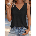 thumbnail image 5 of Women Eyelet Embroidery V Neck Beach Vacation Fashion Boho Sleeveless Tank Top Black S, 5 of 6