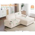 thumbnail image 3 of Merluxy 89 L Shape Inch Couch, Modern Couch with USB Charging Port & Cup Holders- Convertible Sofa with Storage Chaise, Comfy Sofa for Living Room (Beige Corduroy), 3 of 5