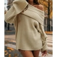 thumbnail image 6 of Women'S Off the Shoulder Sweater Oversized Batwing Sleeve Loose Pullover Sweaters Tops Apricot Color XL, 6 of 9