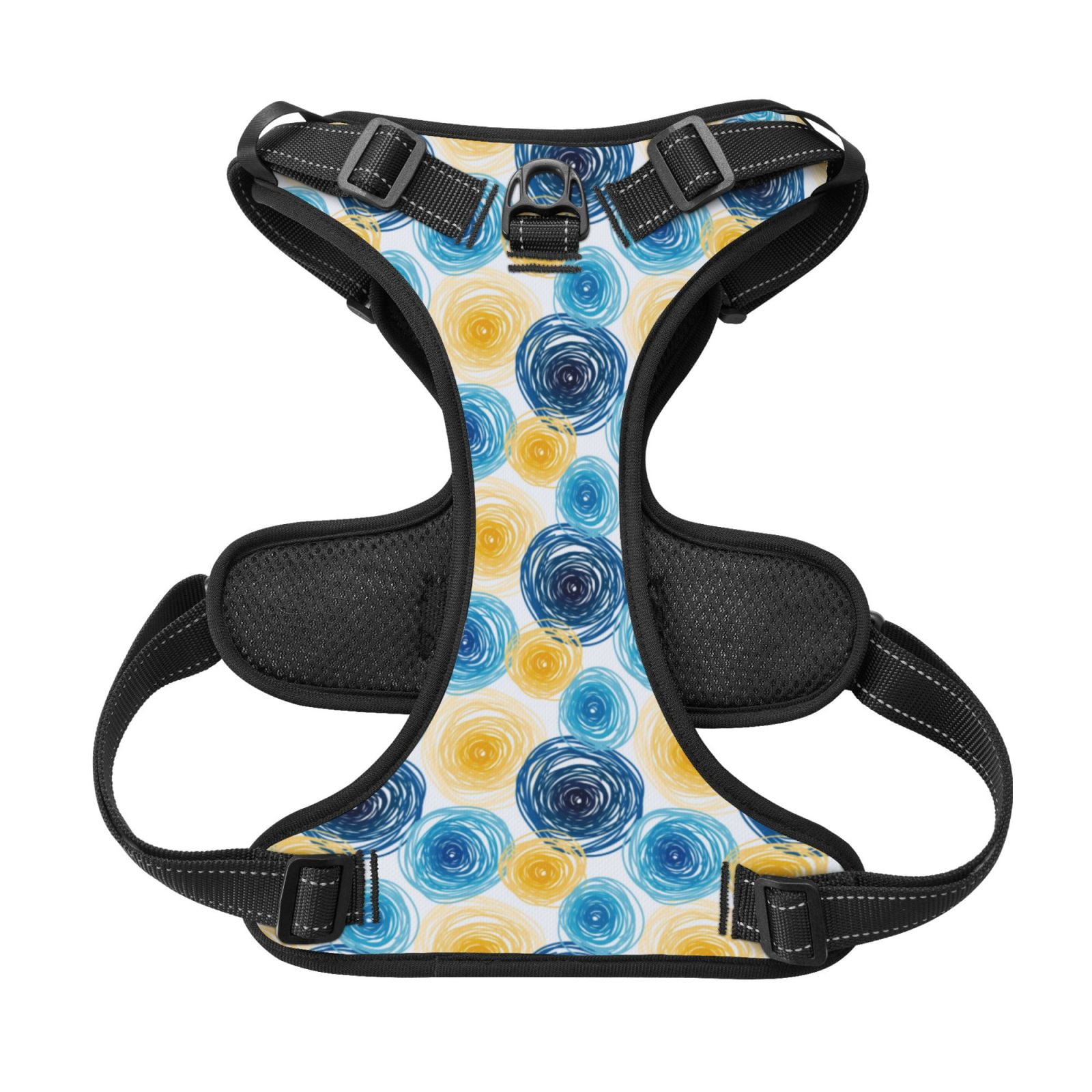 Kdxio Circular Print No Pull Dog Harness Adjustable Reflective Oxford Easy Control Medium Large Dog Harness for Training and Everyday-X-Large