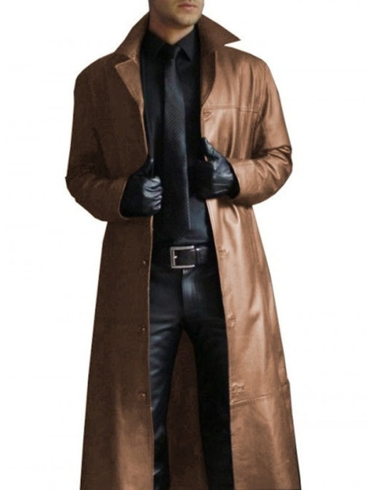 Men's Steampunk Trench Coat Victorian Slim Suit Collar Solid Double Breasted Zipper Coat